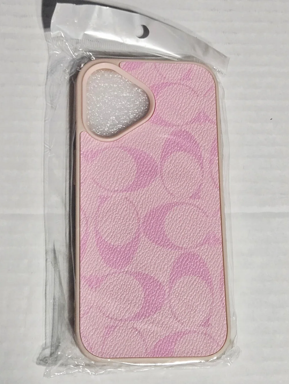 Monogram C Phone Case for iPhone 17 Pink Protective Shockproof Cover Textured